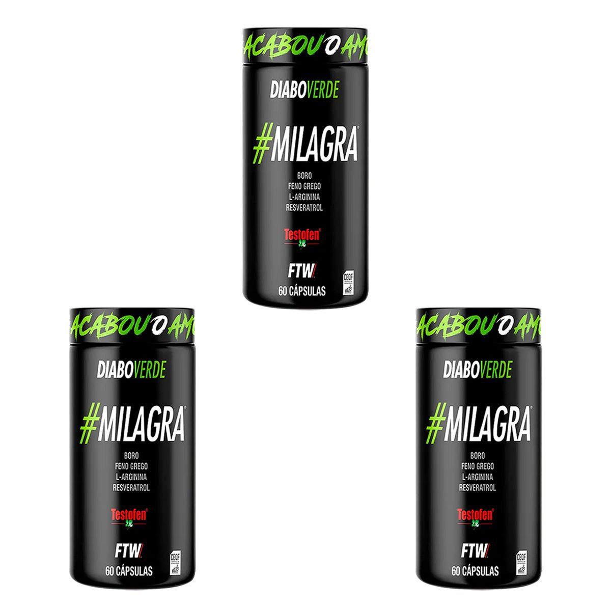 Kit 3X Diabo Verde Milagra - 60 C�psulas - FTW