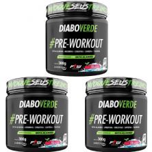 Kit 3X Diabo Verde Pre - Workout Nova F�rmula- 300g Cereja Ice - FTW