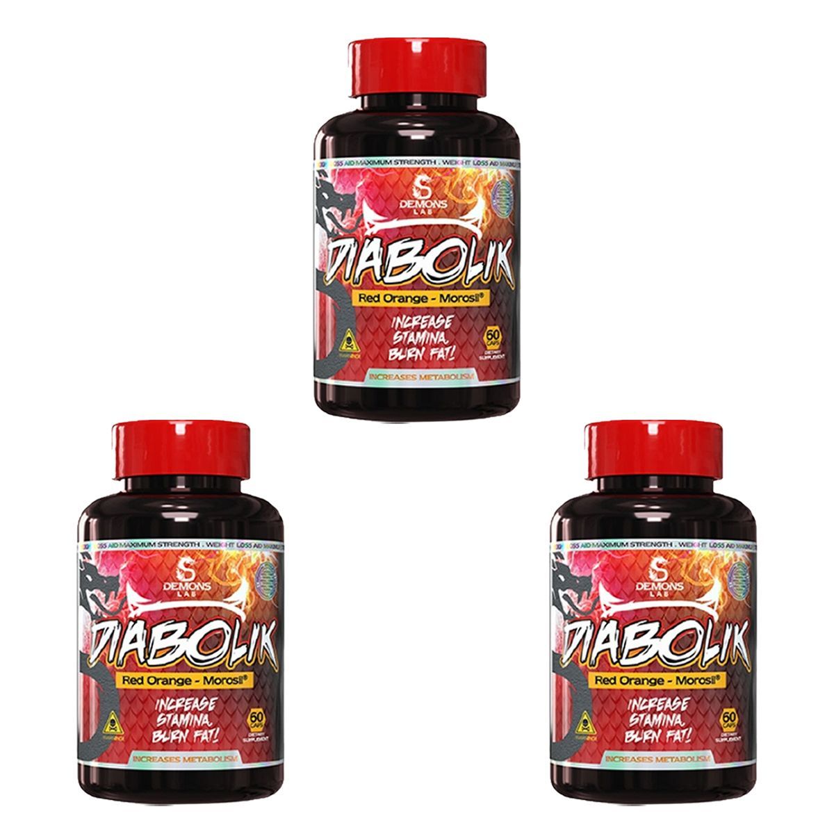 Kit 3X Diabolik - 60 C�psulas Red Orange - Demons Lab