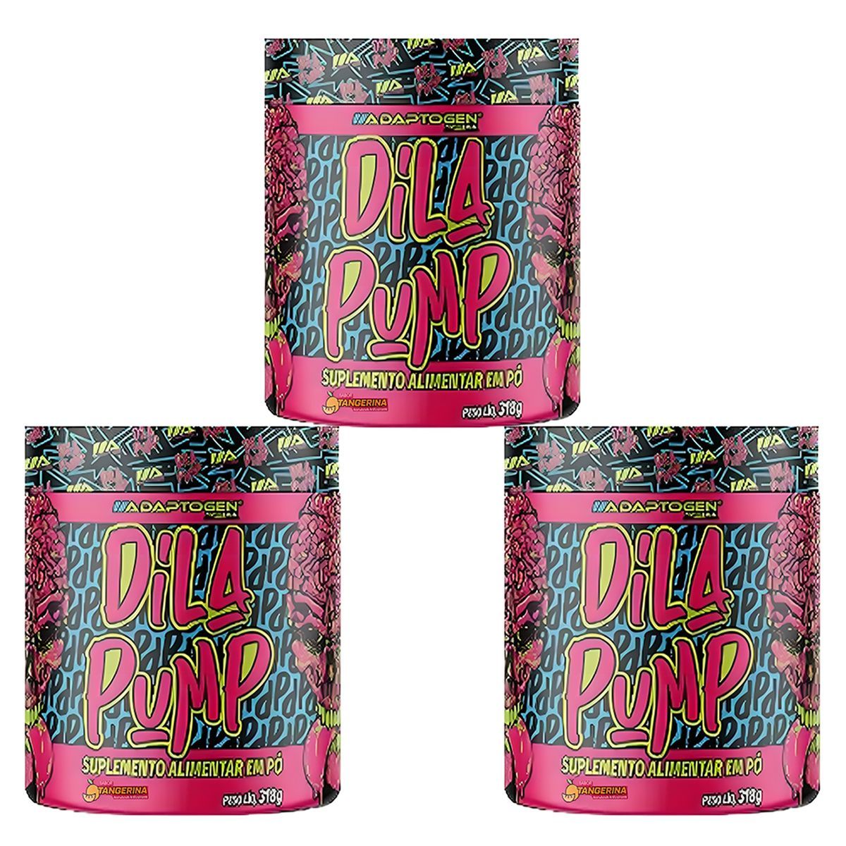 Kit 3X Dila Pump - 318g Tangerina - Adaptogen