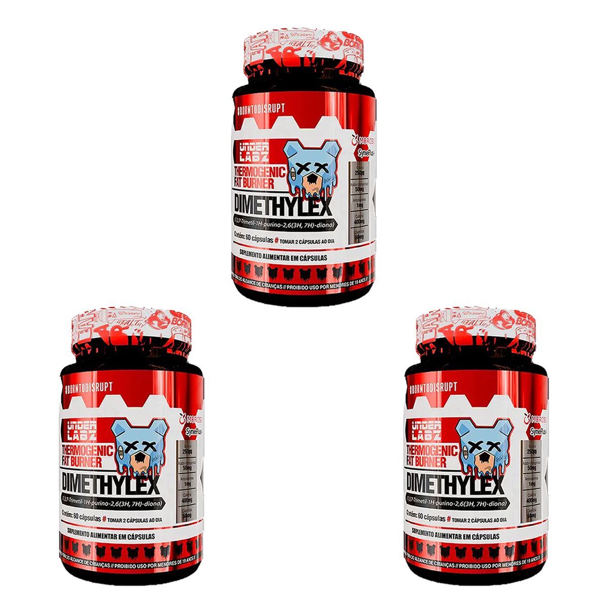 Kit 3X Dimethylex - 60 C�psulas - Under Labz