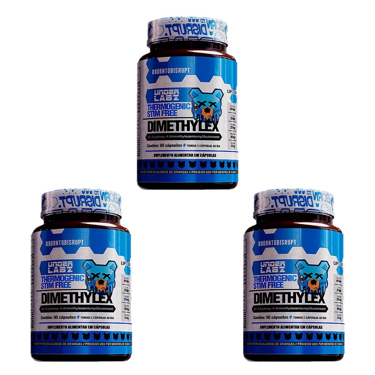 Kit 3X Dimethylex Thermogenic Stim Free - 60 C�psulas - Under Labz