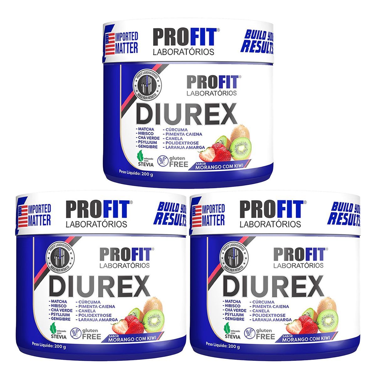 Kit 3X Diurex - 200g Morango Com Kiwi - Profit Laborat�rios