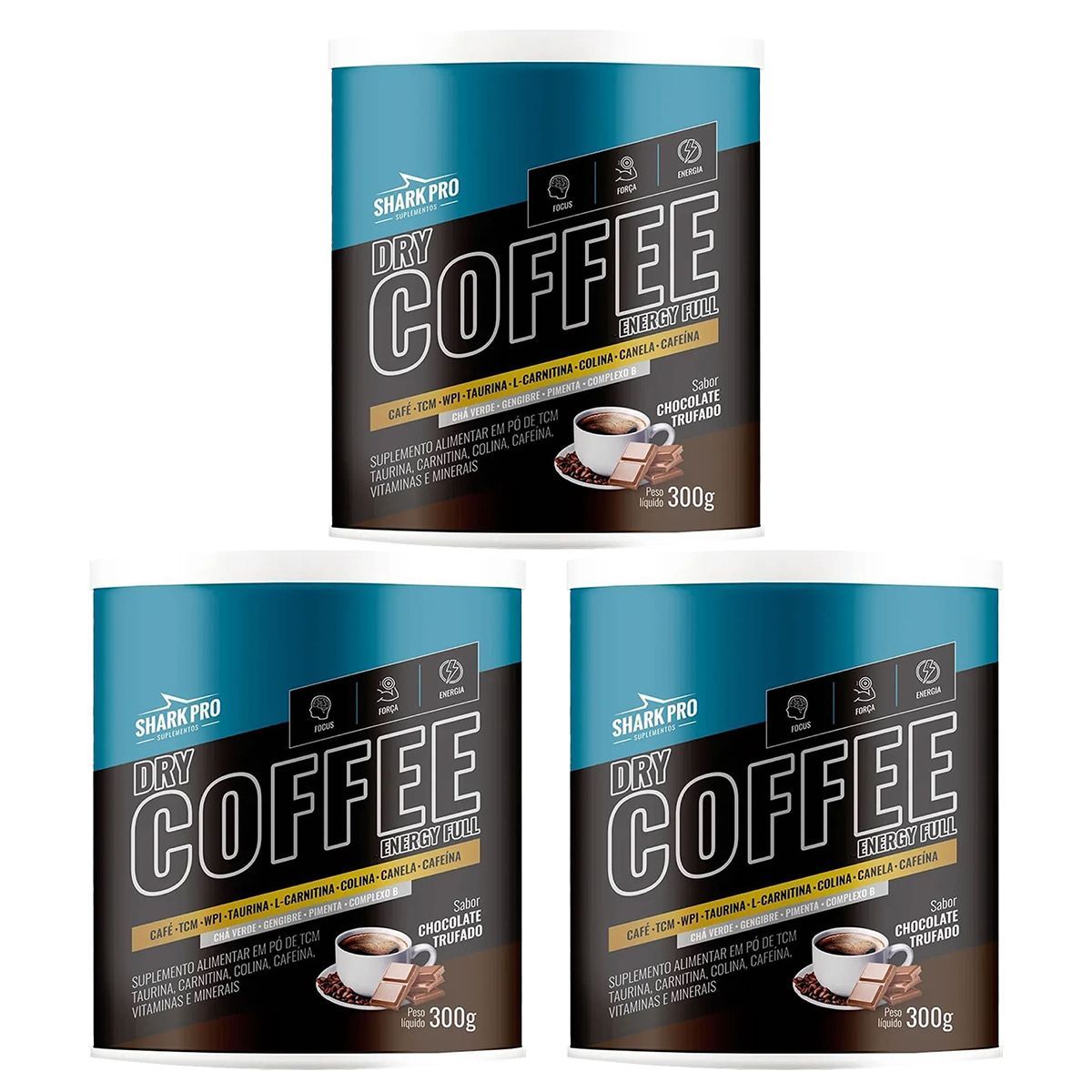 Kit 3X Dry Coffee - 300g Chocolate Trufado - Shark Pro
