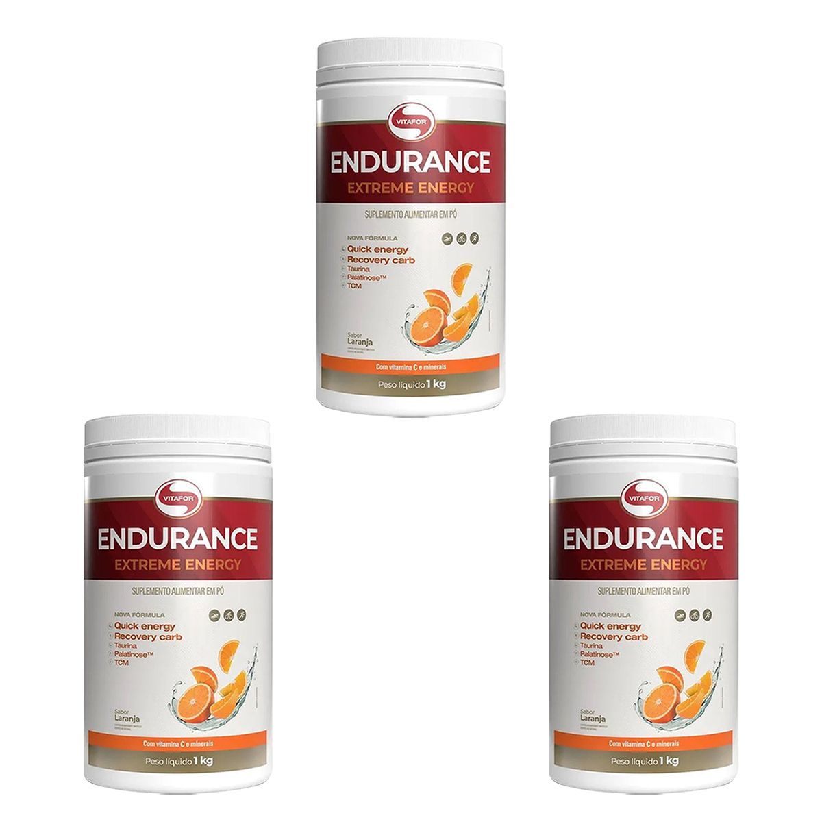 Kit 3X Endurance Extreme Energy - 1000g Laranja - Vitafor