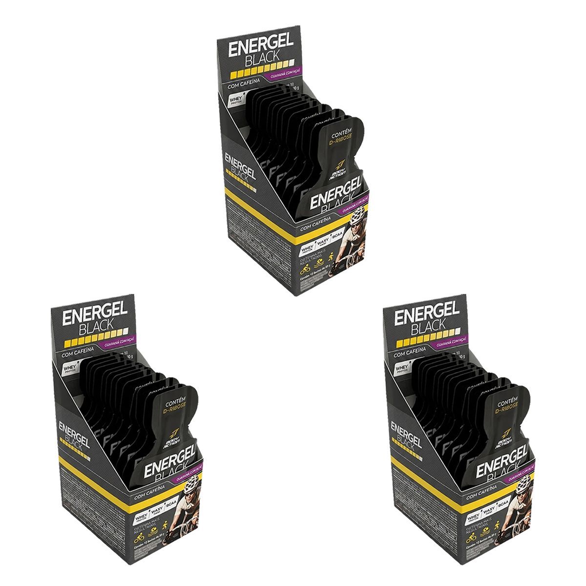 Kit 3X Energel Black - 10 Sach�s Guaran� c/ a�a� - BodyAction