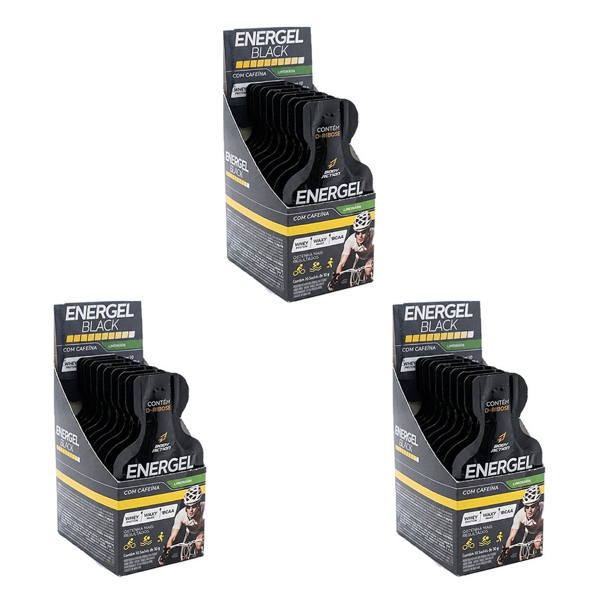 Kit 3X Energel Black - 10 Sach�s Limonada - BodyAction