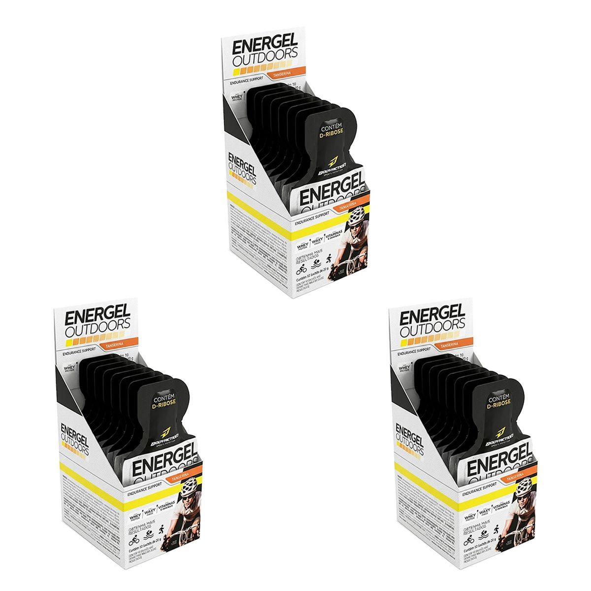 Kit 3X Energel Outdoors - 10 Unidades Tangerina - BodyAction