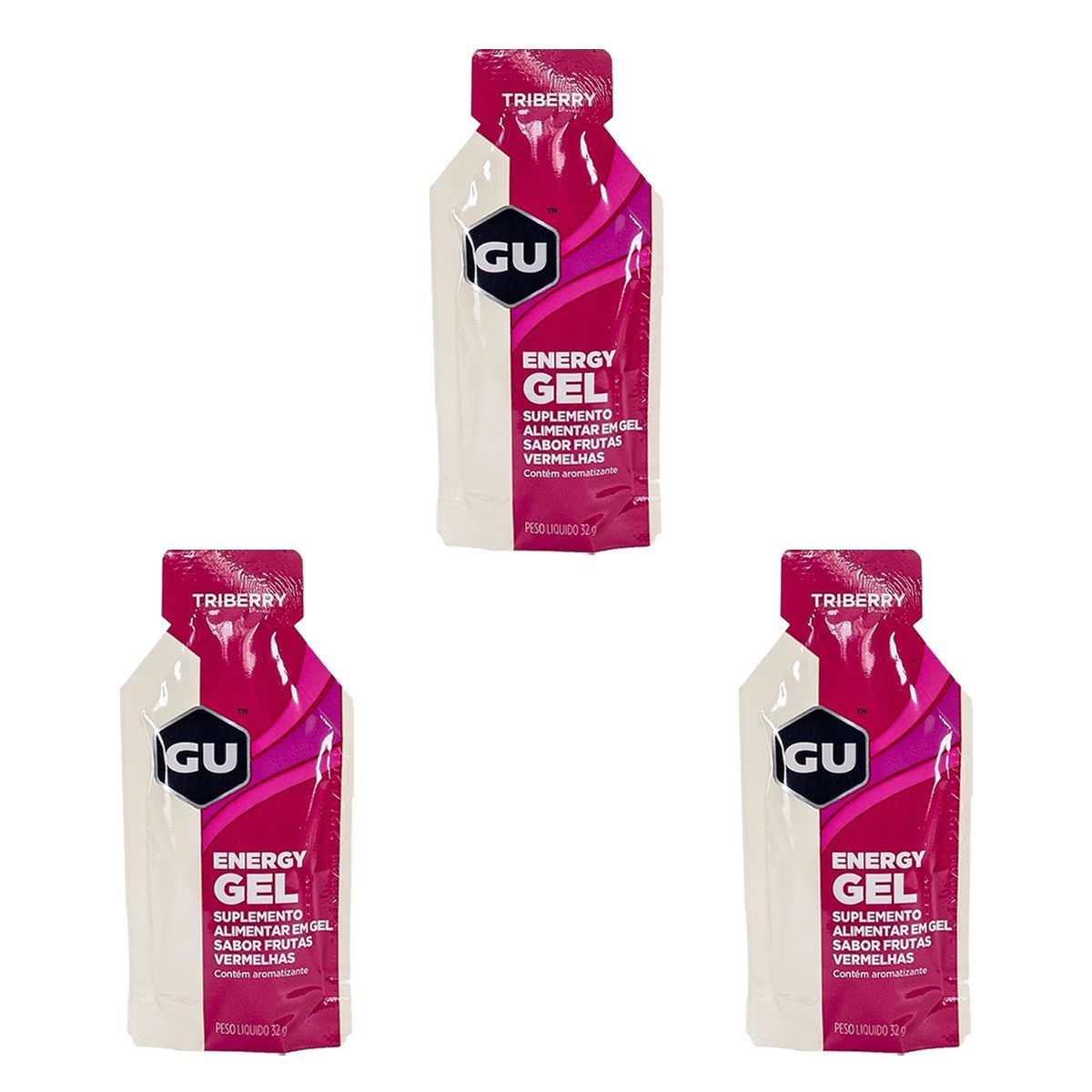 Kit 3X Energy Gel - 1 Sach� 32g Frutas Vermelhas - GU