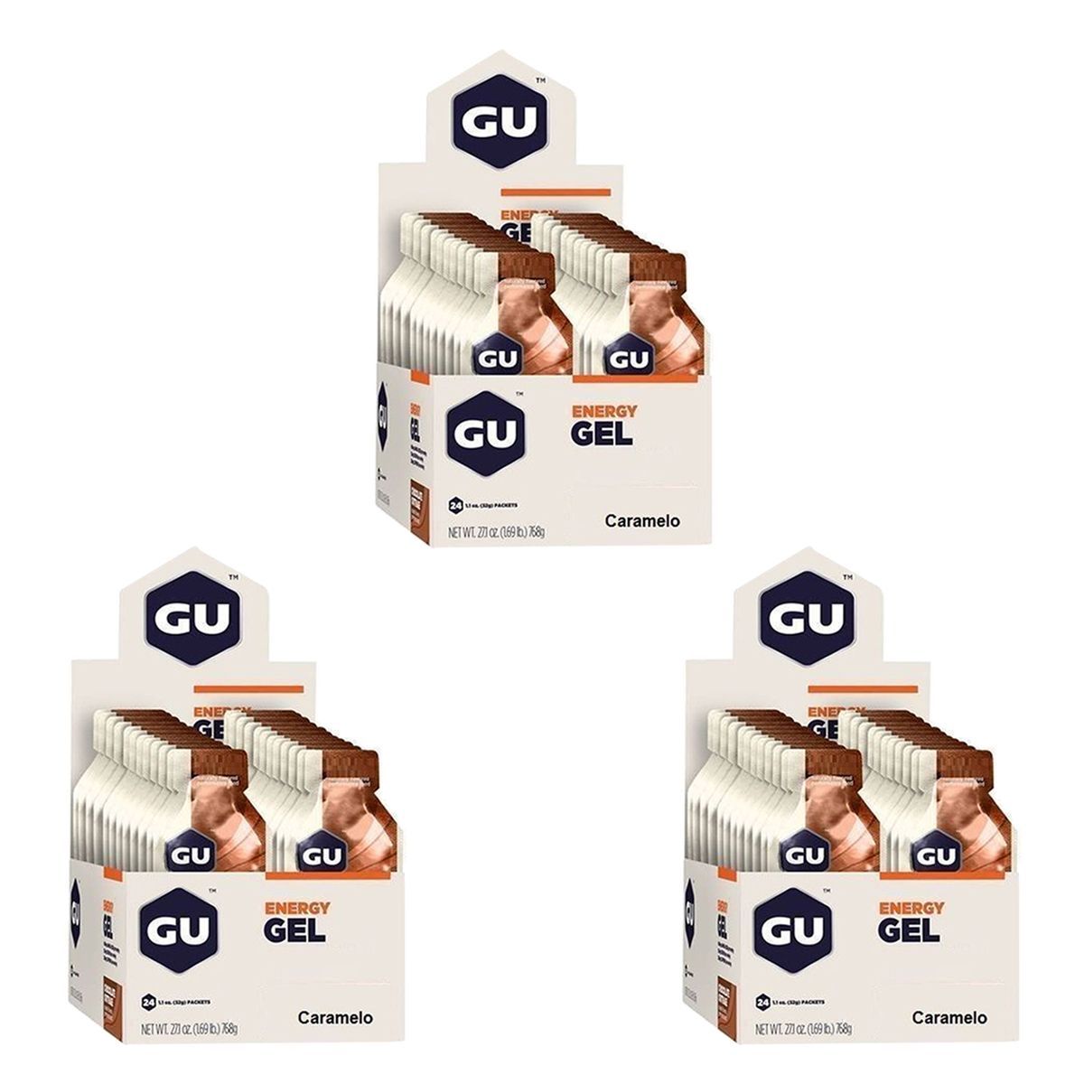 Kit 3X Energy Gel - 24 Sach�s 32g Caramelo - GU