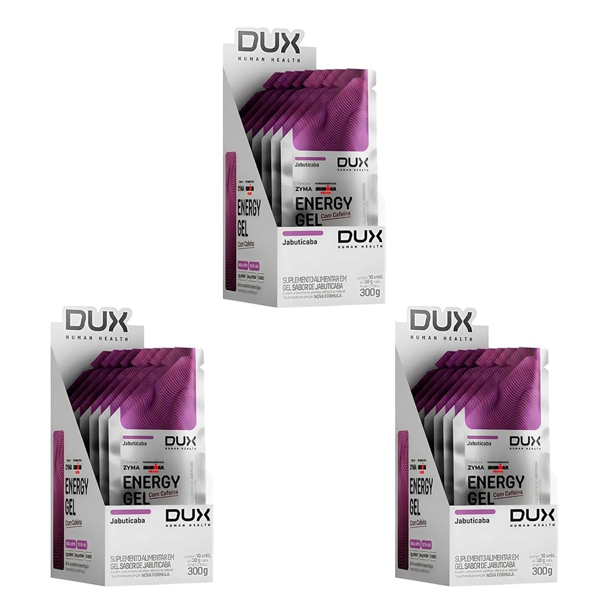 Kit 3X Energy Gel com Cafe�na - 10 Unidades 30g Jabuticaba - Dux Nutrition