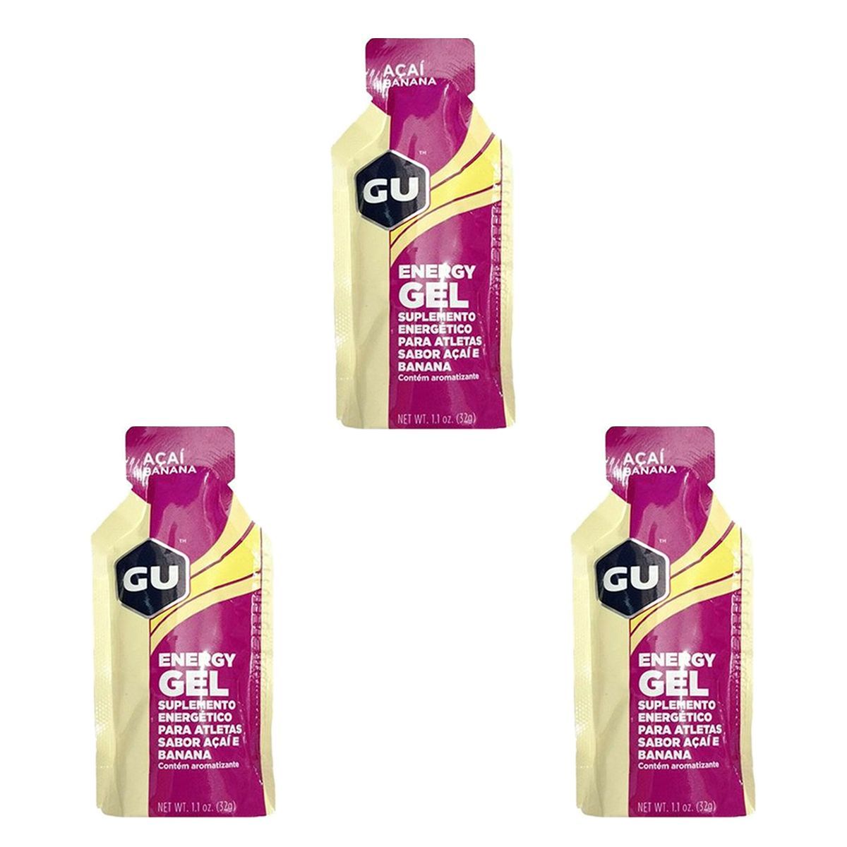 Kit 3X Energy Gel - Sabor A�a� e Banana 1 sach� 32g - GU