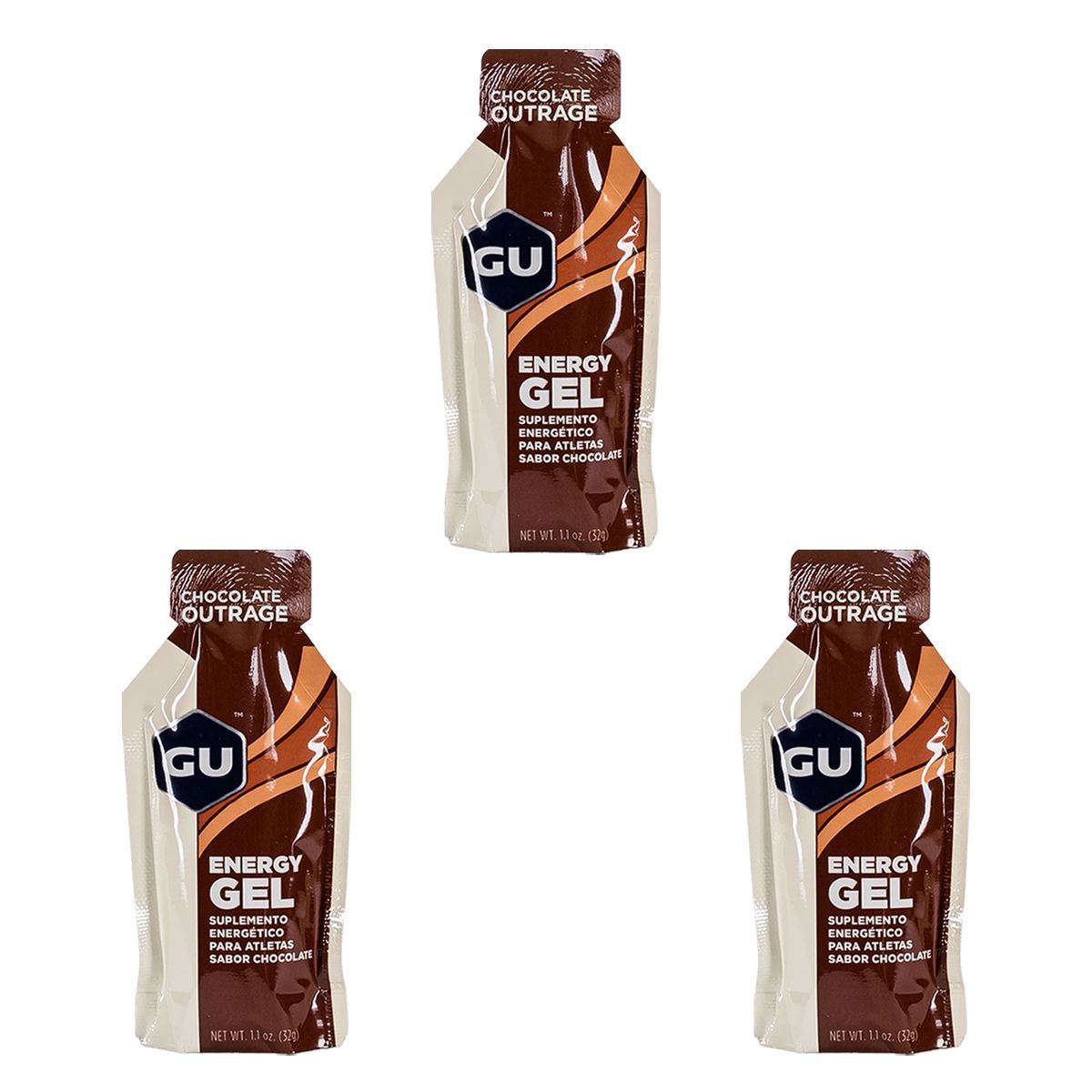 Kit 3X Energy Gel - Sabor Chocolate 1 sach�s 32g - GU