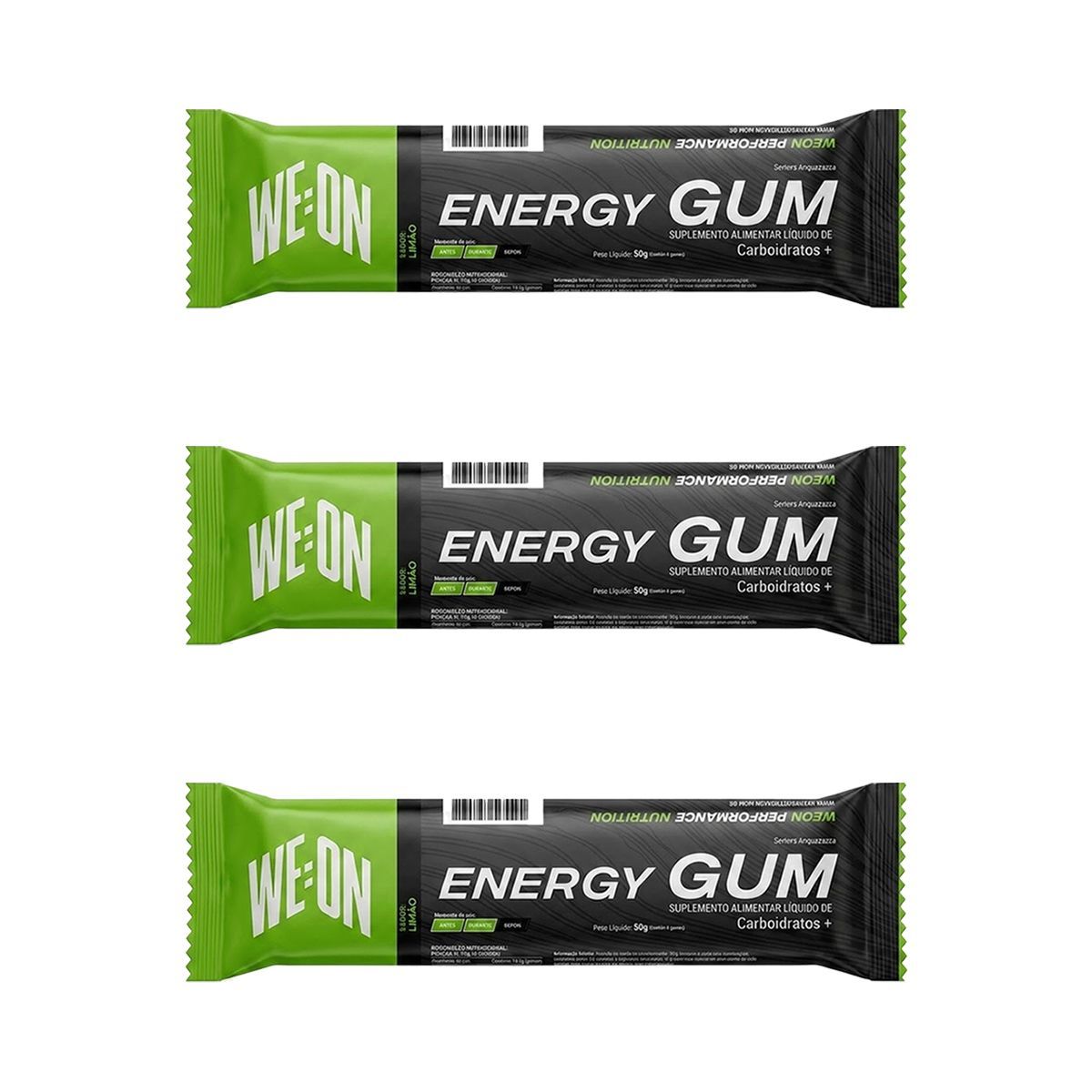 Kit 3X Energy Gum + Palatinose - 1 Unidade 50g Lim�o - WE:ON