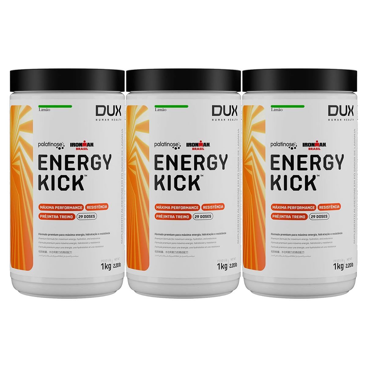 Kit 3X Energy Kick - 1000g Lim�o - Dux Nutrition