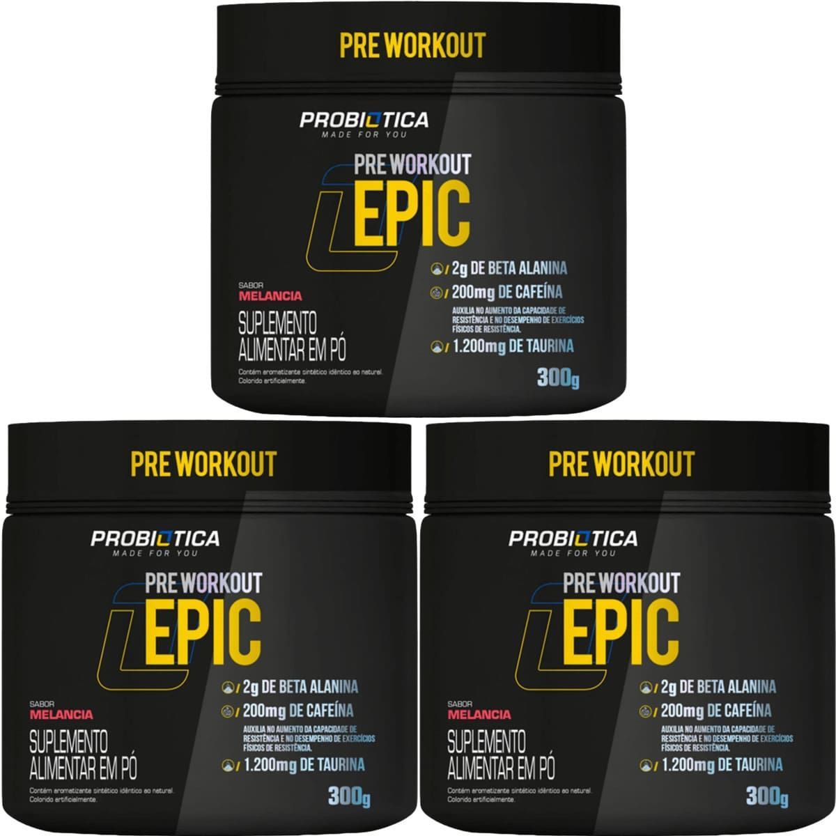 Kit 3X Epic Pr� Workout - 300g Melancia - Probi�tica