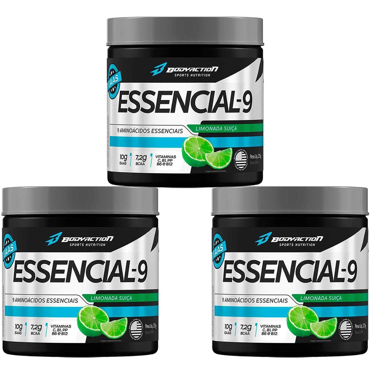 Kit 3X Essencial-9 - 225g Limonada Sui�a - Body Action