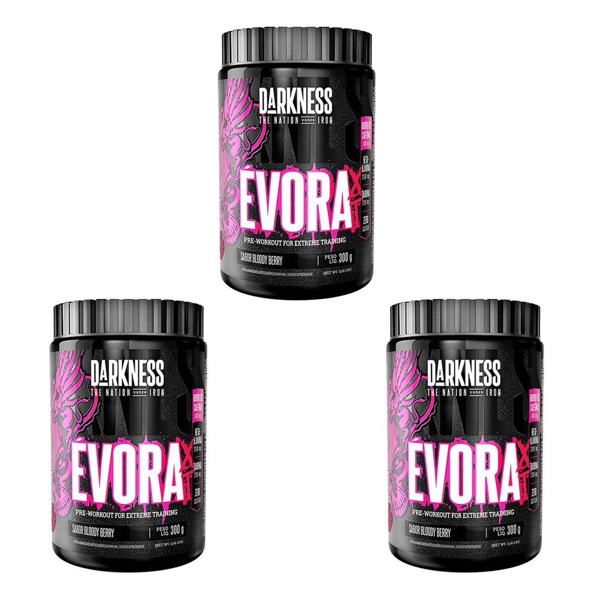 Kit 3X �vora Pr�-Workout - 300g Bloody Berry - Integral M�dica