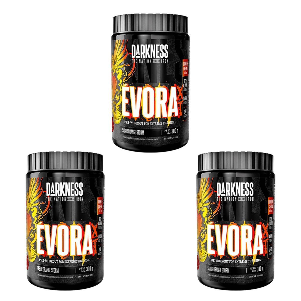 Kit 3X �vora Pr�-Workout - 300g Orange Storm - Integral M�dica