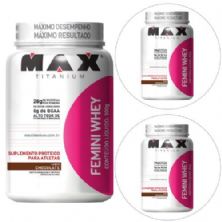 Kit 3x Femini Whey 900g Chocolate - Max Titanium