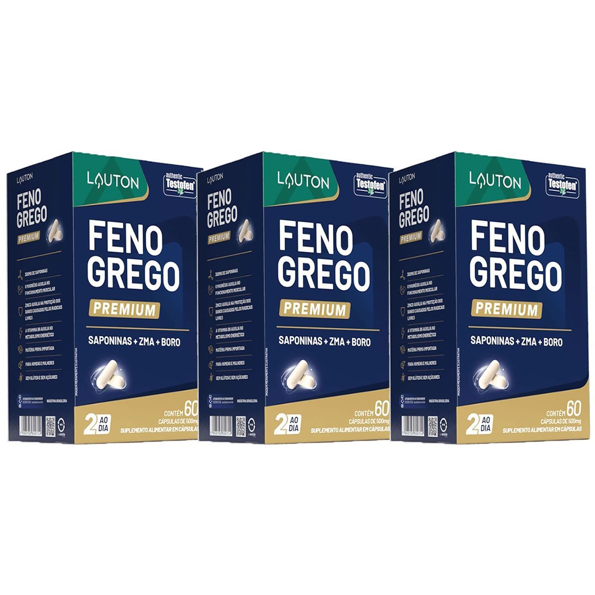 Kit 3X Feno Grego Premium - 60 C�psulas - Lauton Nutrition