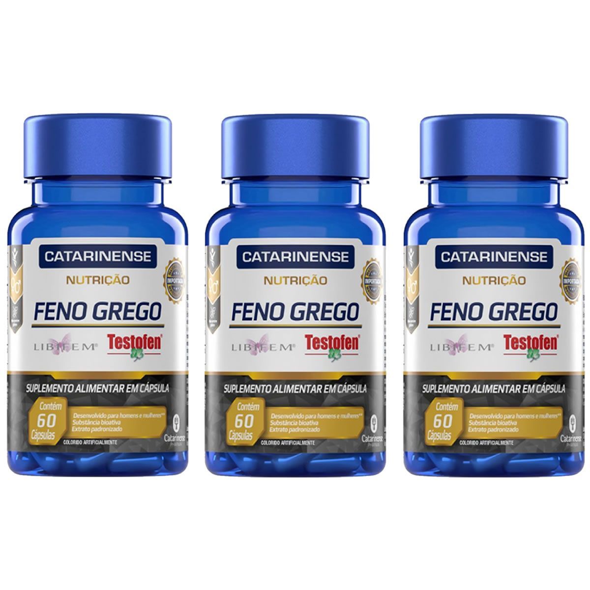 Kit 3X Feno Grego Testofen - 60 C�psula - Catarinense Nutricao