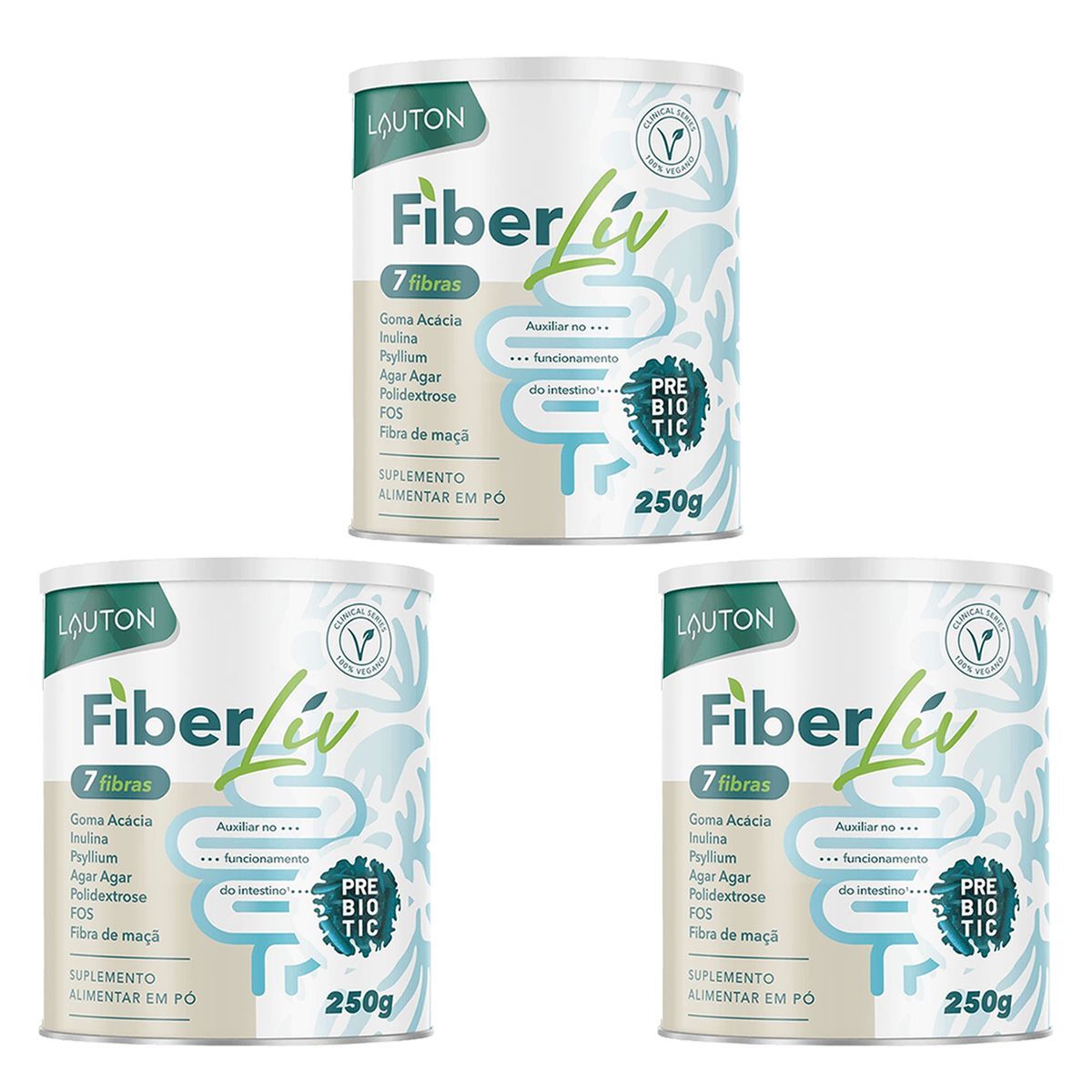 Kit 3X Fiberliv 7 Fibras - 250g Sem Sabor - Lauton Nutrition