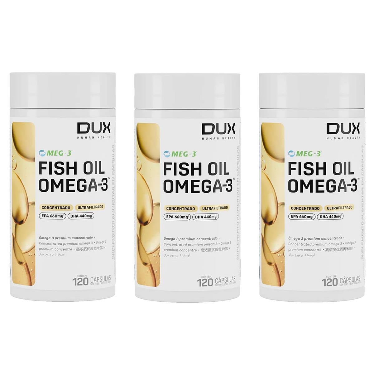 Kit 3X Fish Oil Premium -  120 C�psulas Softgel - Dux Nutrition
