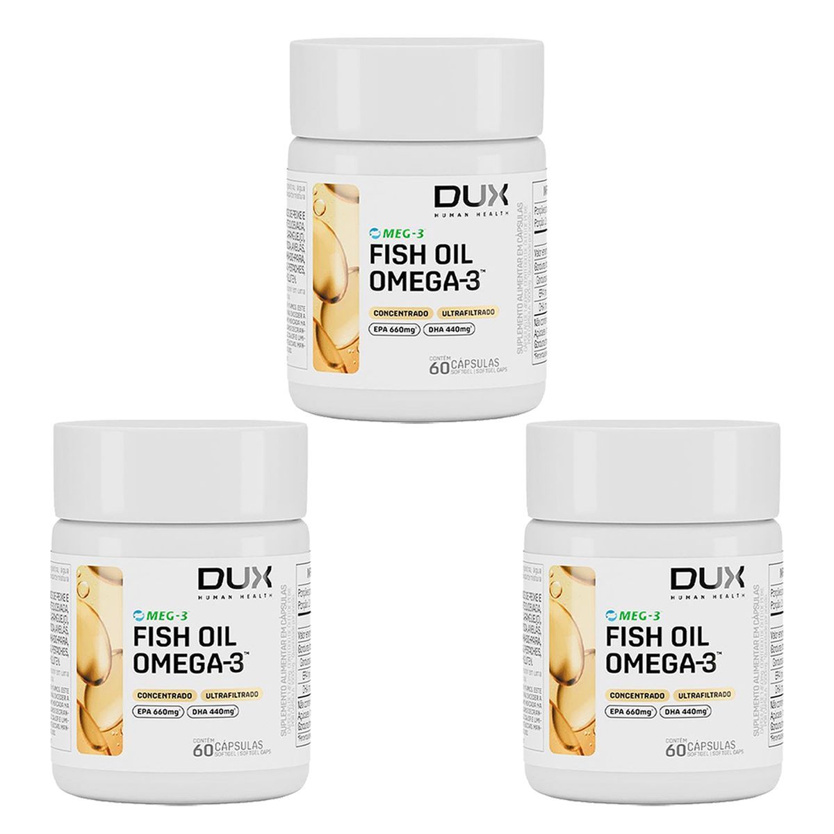 Kit 3X Fish Oil Premium - 60 C�psulas Softgel - Dux Nutrition