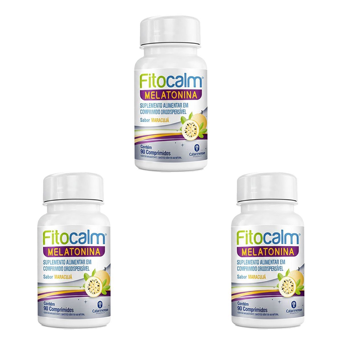 Kit 3X Fitocalm Melatonina - 90 Comprimidos Maracuj� - Catarinense