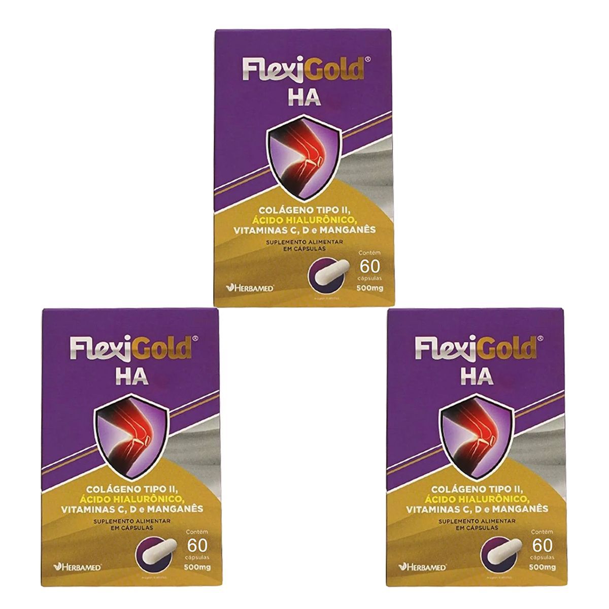 Kit 3X Flexigold HA -  60 C�psulas - Herbamed