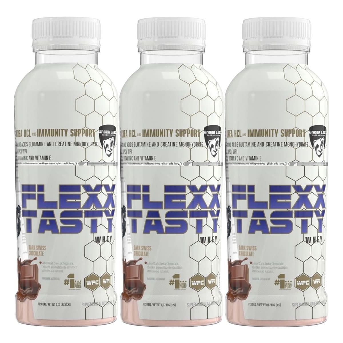 Kit 3X Flexx Tasty - 1 Unidade 32g Dark Swiss Chocolate- Under Labz