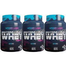 Kit 3X Flexx Whey Isohydro++ - 907g Strawberry Smoothie - Under Labz