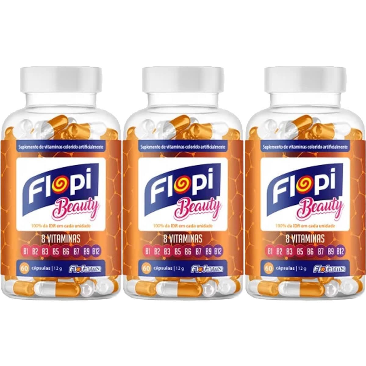 Kit 3X Flopi Beauty Complexo B - 60 C�psulas - Flofarma