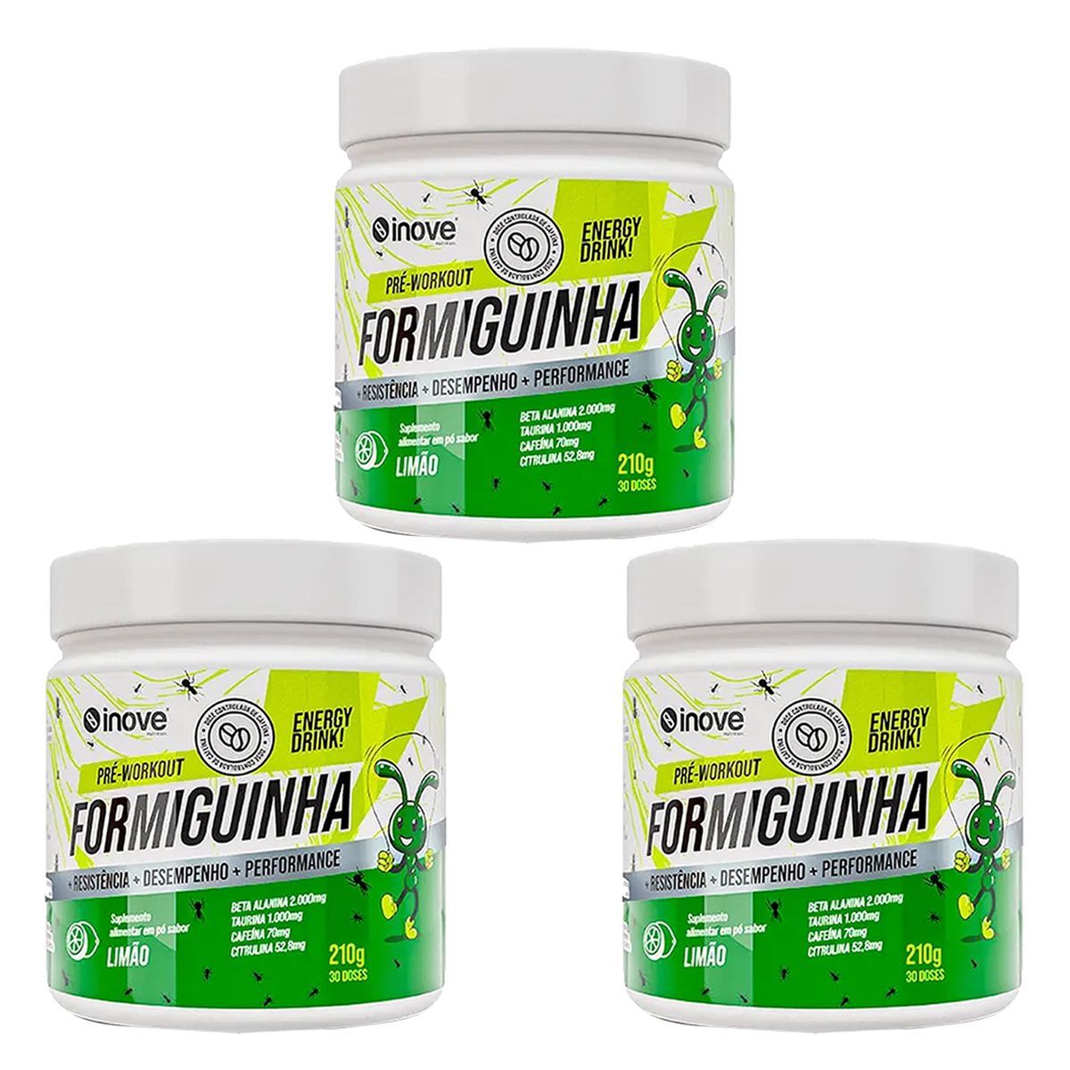 Kit 3X Formiguinha Pr�-Treino -  210g Lim�o - Inove Nutrition
