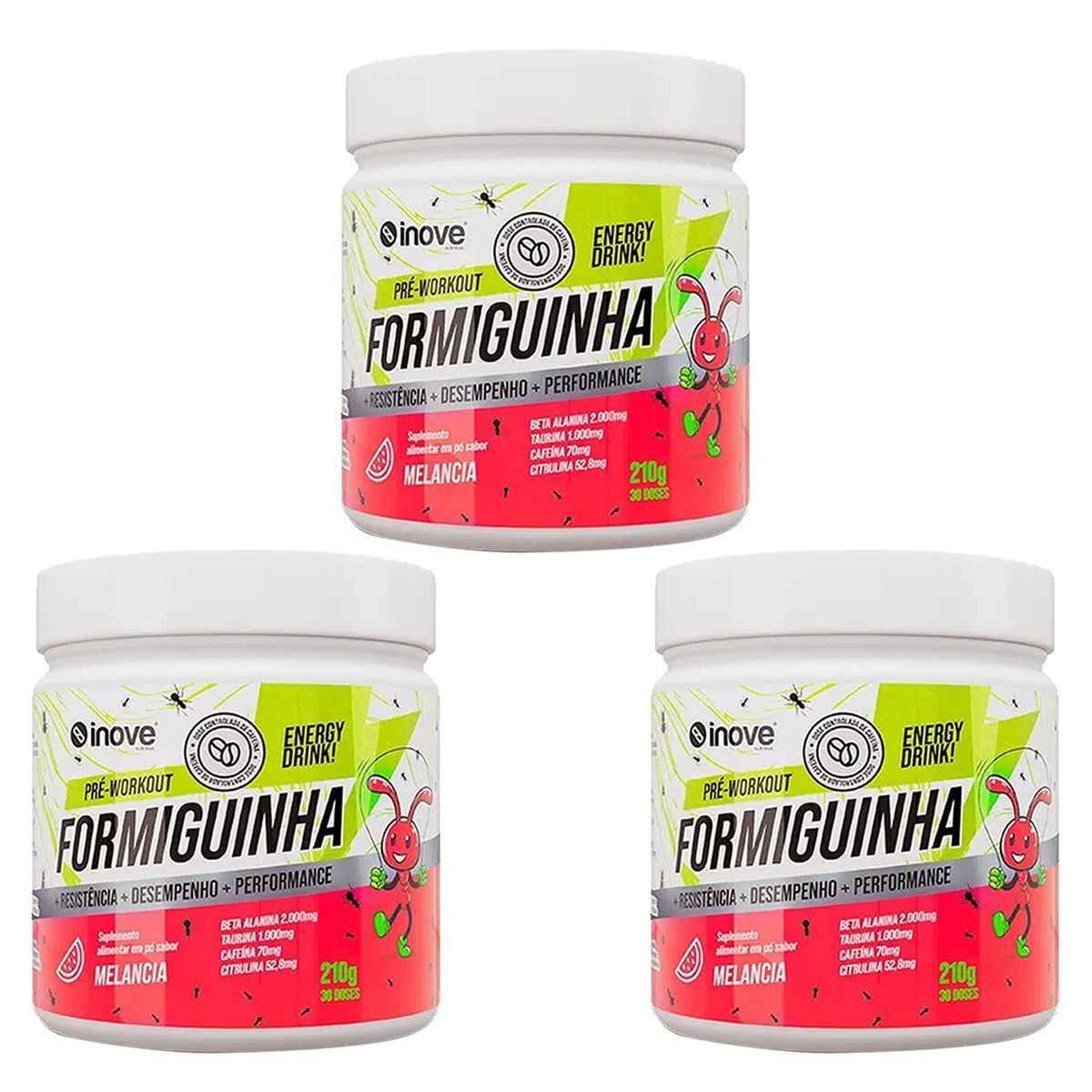 Kit 3X Formiguinha Pr�-Treino -  210g Melancia - Inove Nutrition