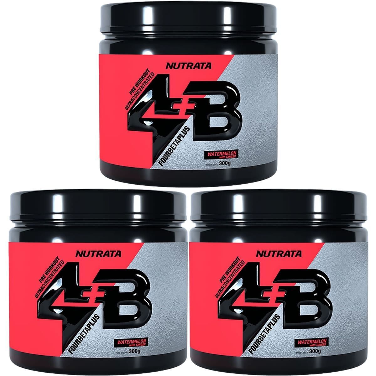 Kit 3X Four Beta Plus Pre Workout - 300g Watermelon With Ginger - Nutrata