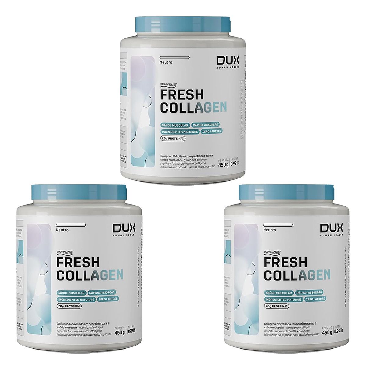 Kit 3X Fresh Collagen - 450g Neutro - Dux Nutrition