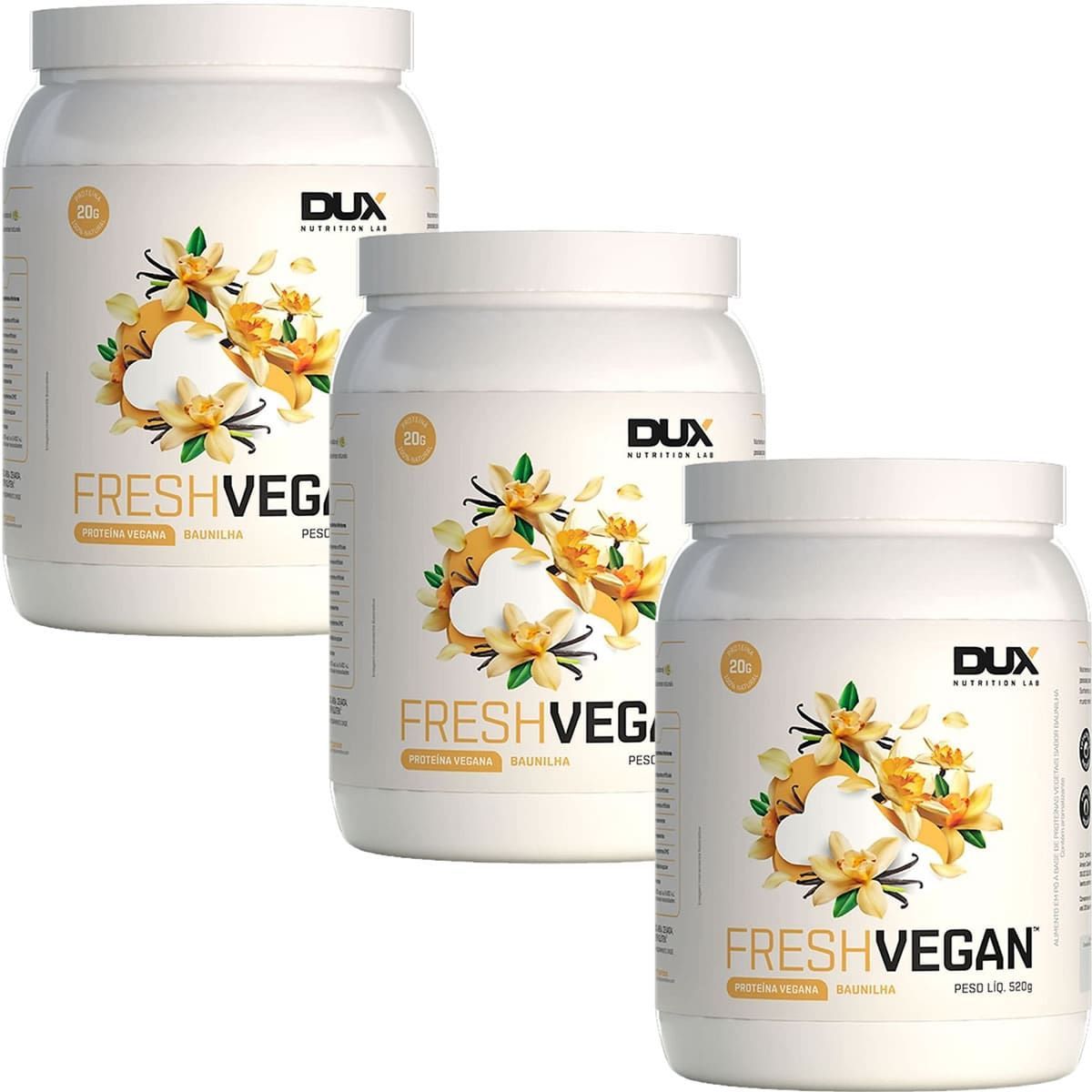 Kit 3X Fresh Vegan - 520g Baunilha - Dux Nutrition