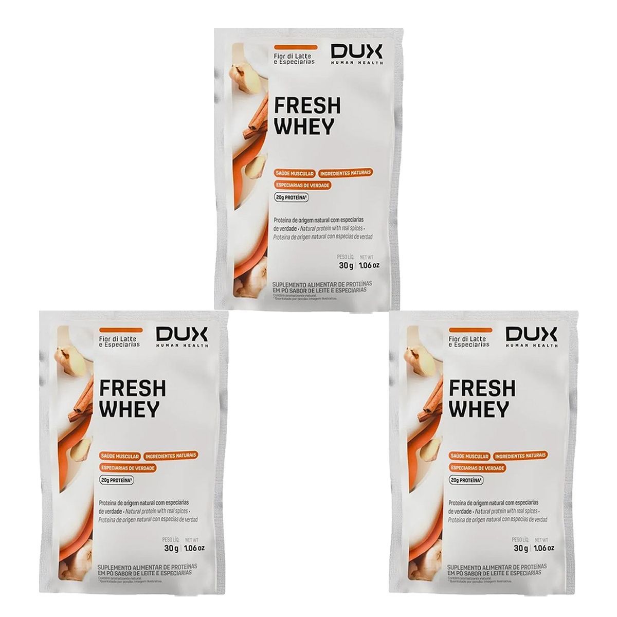 Kit 3X Fresh Whey - 1 Sach� 30g Fior di Latte e Especiarias - Dux Nutrition
