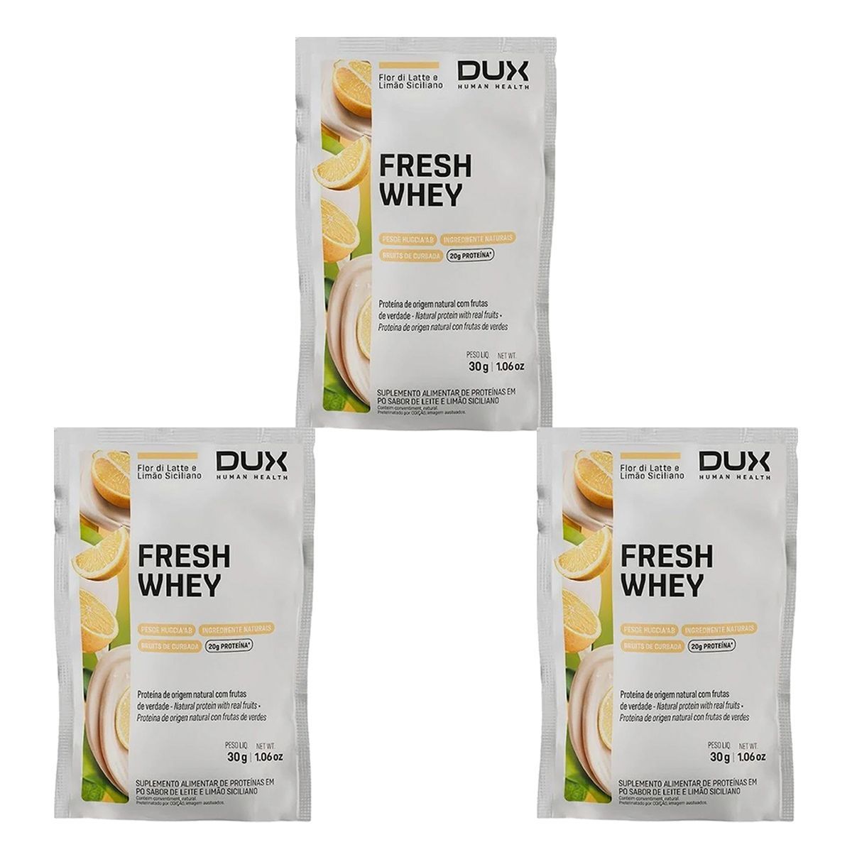 Kit 3X Fresh Whey - 1 Sach� 30g Fior di Latte e Lim�o Siciliano - Dux Nutrition