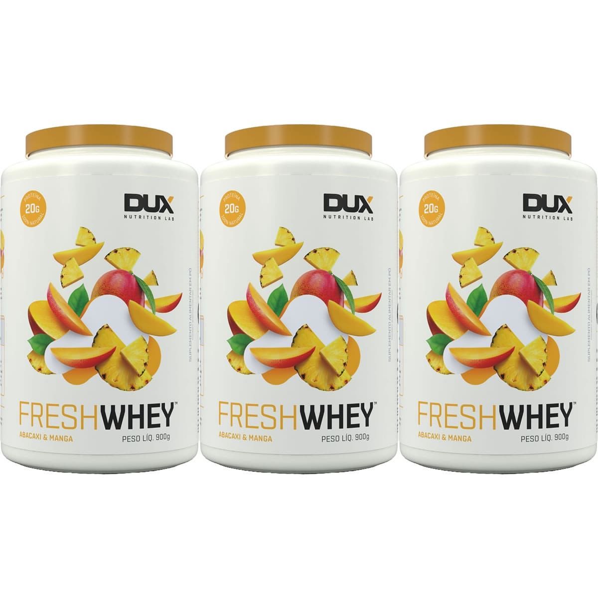 Kit 3X Fresh Whey - 900g  Abacaxi e Manga - Dux Nutrition