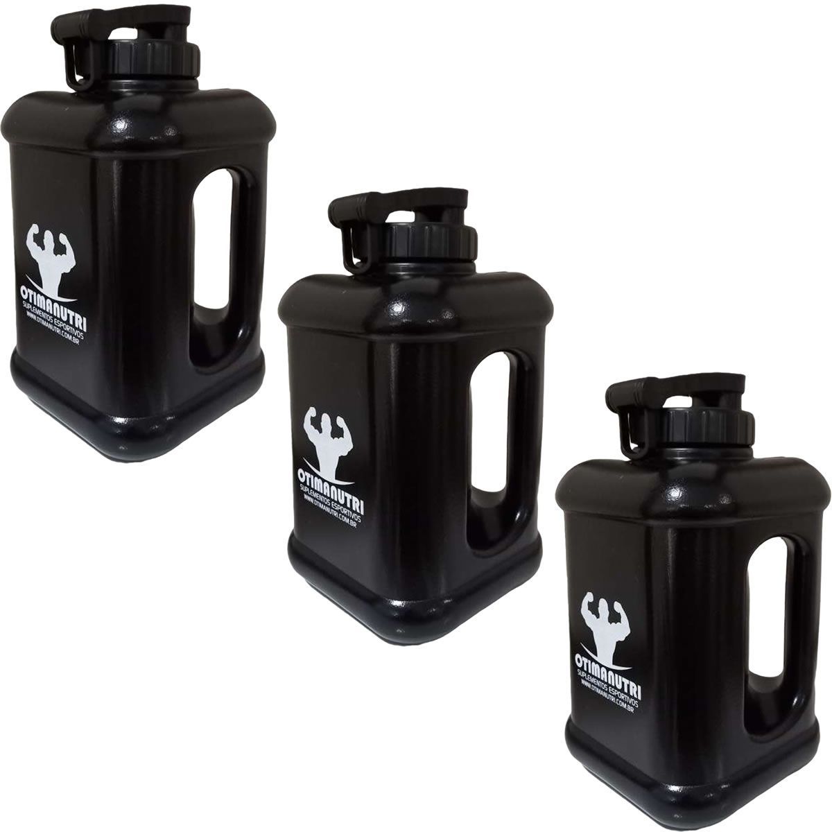 Kit 3X Gal�o Quadrado - 1600ml Preto - OtimaNutri