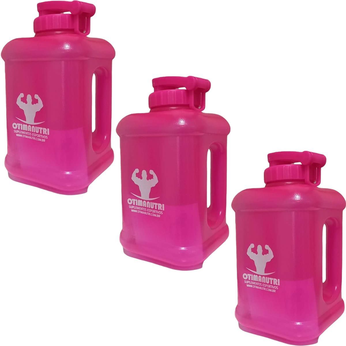 Kit 3X Gal�o Quadrado - 1600ml Rosa Pink - OtimaNutri