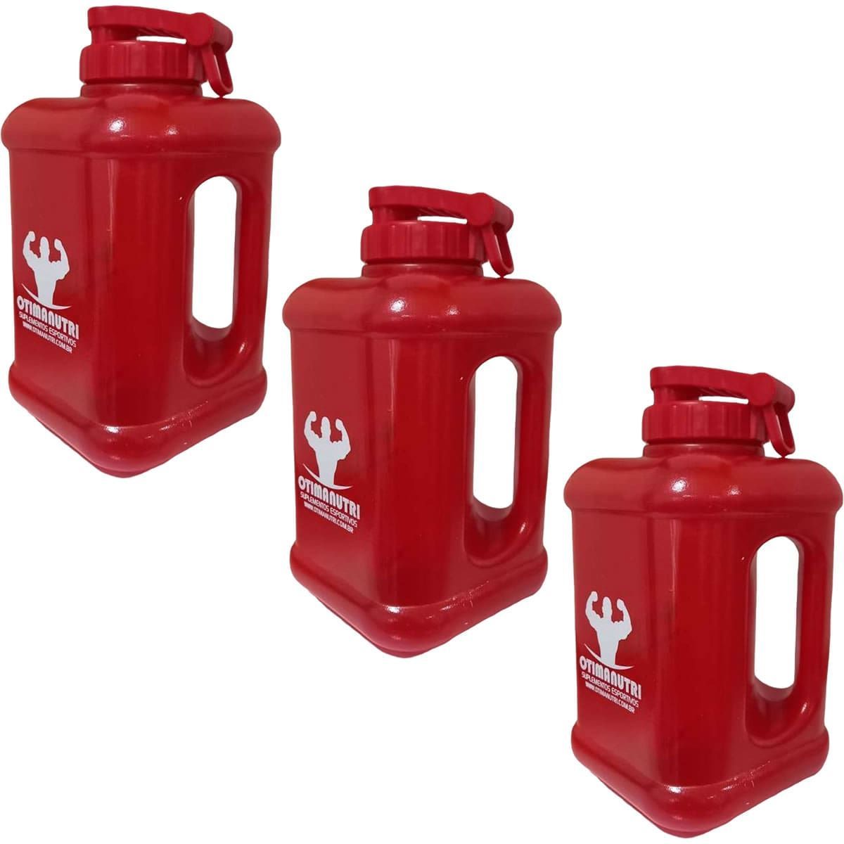Kit 3X Gal�o Quadrado - 1600ml Vermelho - OtimaNutri