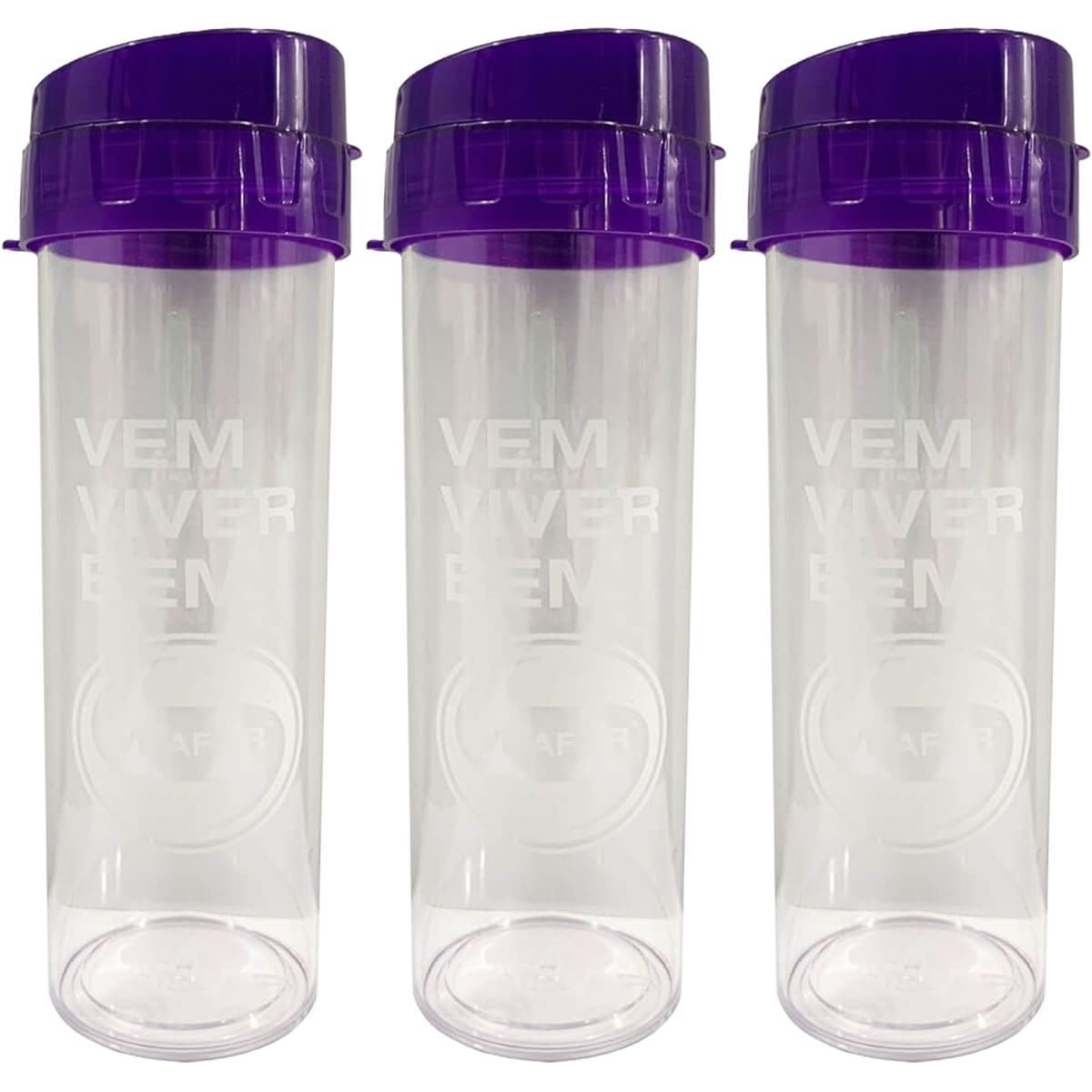 Kit 3X Garrafa Aquabio - 400ml Roxo - Vitafor