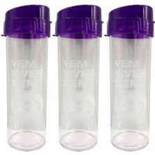 Kit 3X Garrafa Aquabio - 400ml Roxo - Vitafor