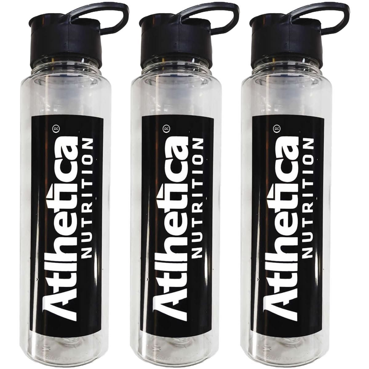 Kit 3X Garrafa Twist - 500ml Transparente e Preta - Atlhetica Nutrition