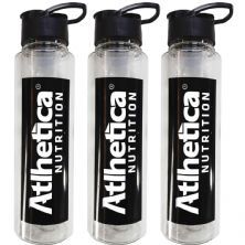 Kit 3X Garrafa Twist - 500ml Transparente e Preta - Atlhetica Nutrition