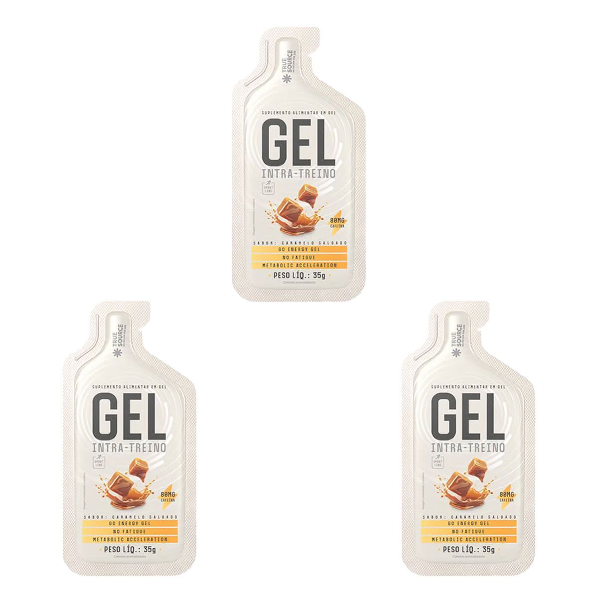 Kit 3X Gel Intra Treino - 1 Sach� 35g Caramelo Salgado - True Source